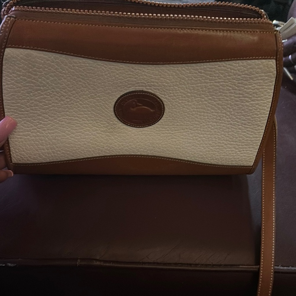 Brown and Cream Leather Dooney & Bourke Crossbody Bag